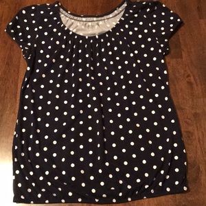 ••Navy & white polka dotted “dressy” shirt••